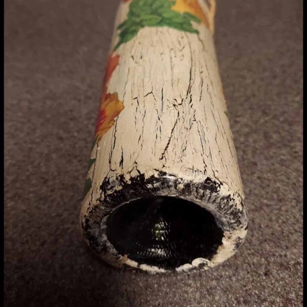 Hand Crafted Decoupage Wine Bottle Vase with Key Charm - Unique! EDC